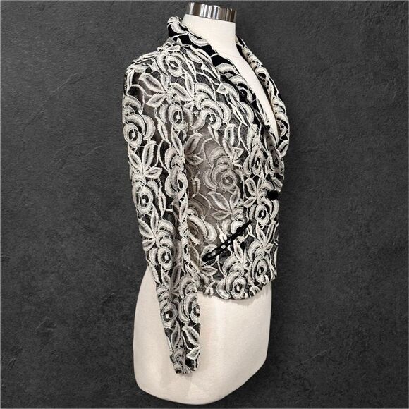 INC International Concepts Women’s Flower Lace Sheer Jacket in the Size Small - Picture 3 of 12
